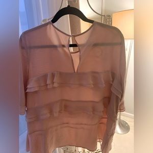 Blush colored beautiful floes blouse with 3/4 sleeves